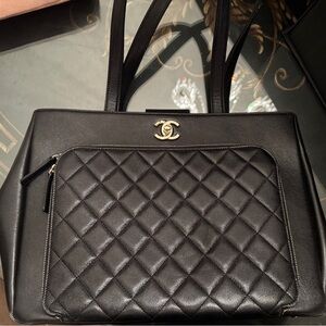 Chanel Black Quilted Caviar Business Affinity Tote